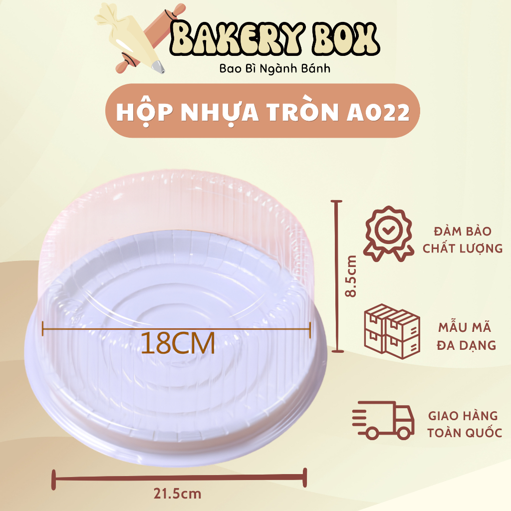 50 Hộp A022 Đựng Bánh Bông Lan Trứng Muối, Rau Câu, Bánh Quả Đào 18cm