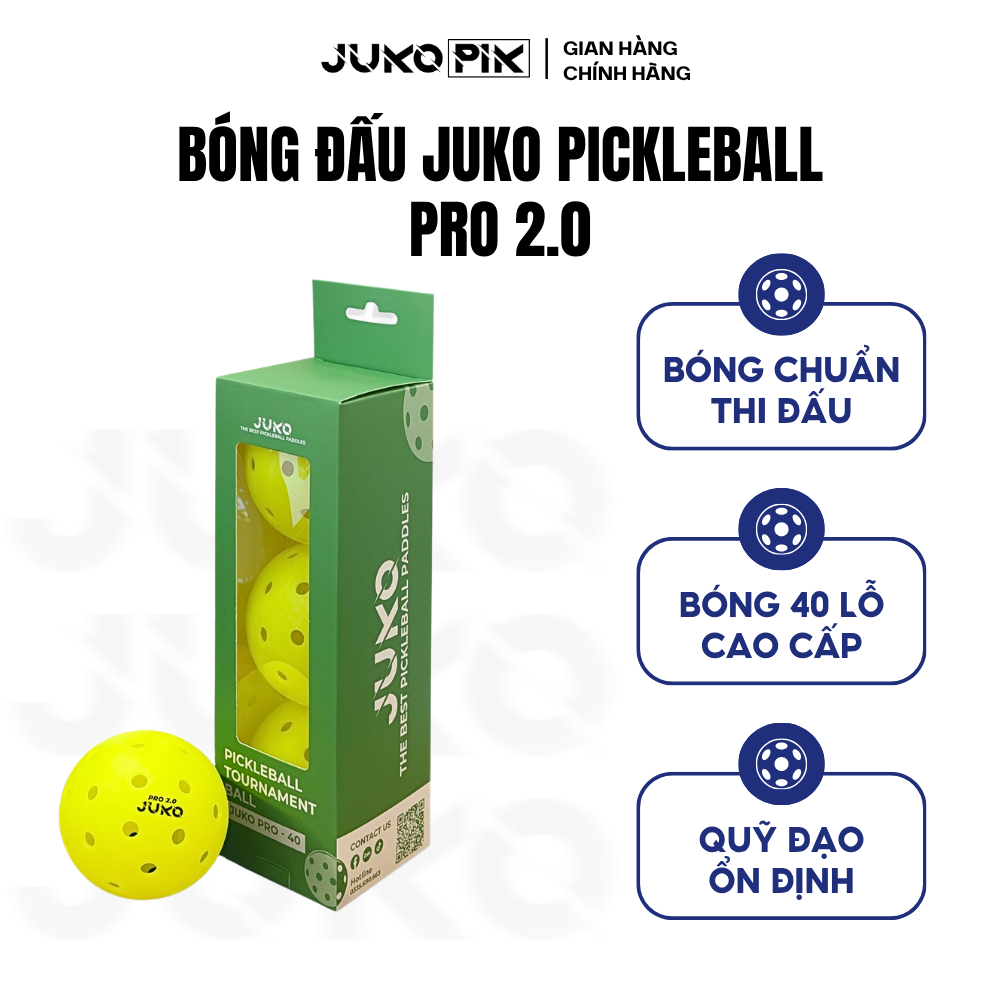 Bóng Pickleball JUKO PRO 2.0 40 Lỗ Chuẩn Thi Đấu, Độ Bền Cao, Đường Bay Ổn Định