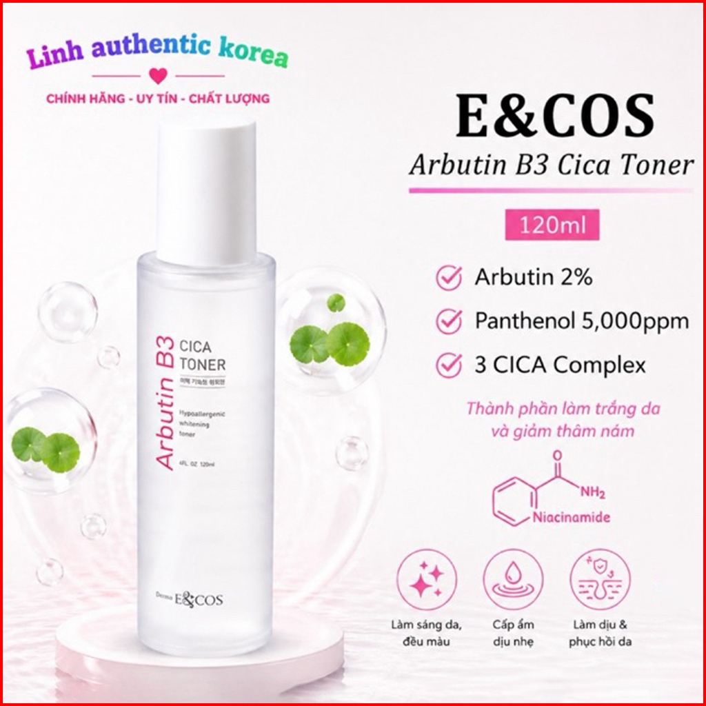 Nước cân bằng da E&COS Arbutin B3 Cica Toner 120ml