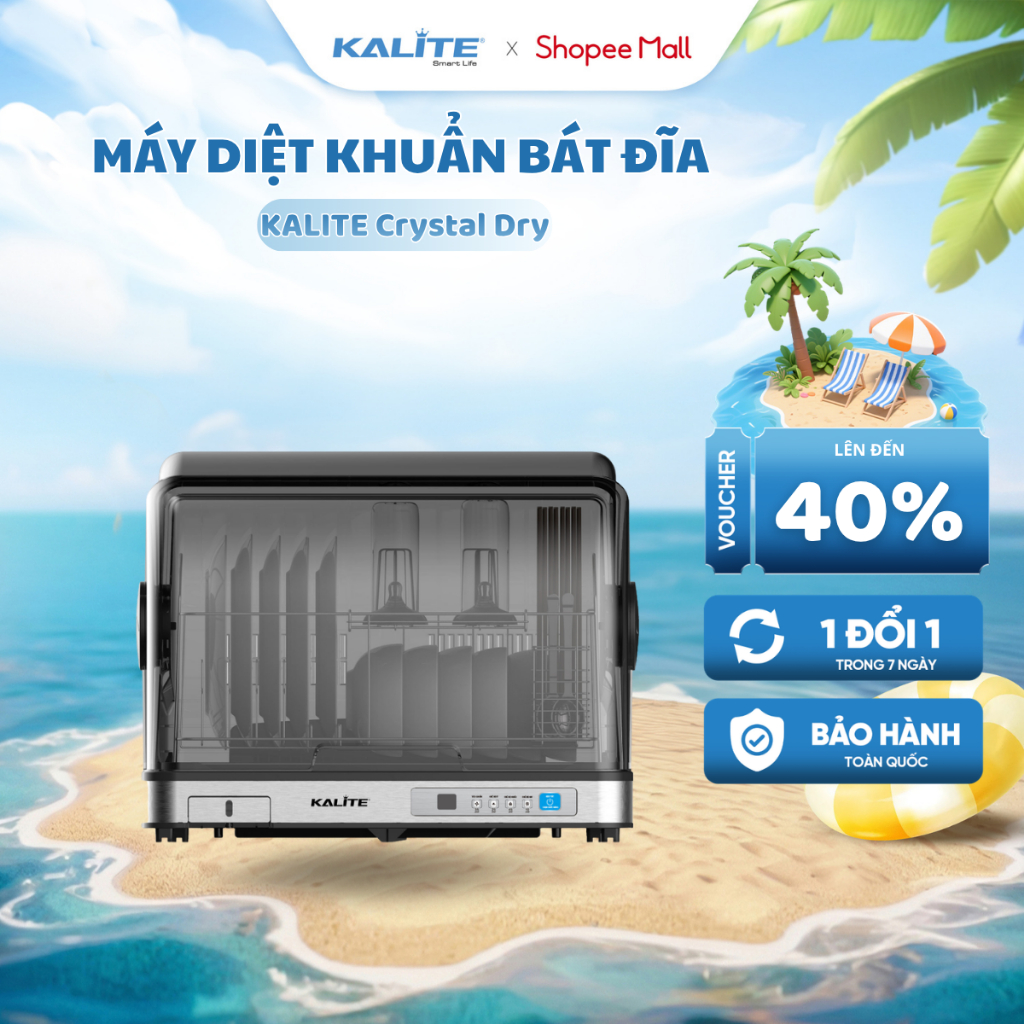 [Kalite x KOC] Máy Diệt Khuẩn Bát Đĩa KALITE CRYSTAL DRY Dung Tích 40L - Sấy Khô - Khử Khuẩn UV