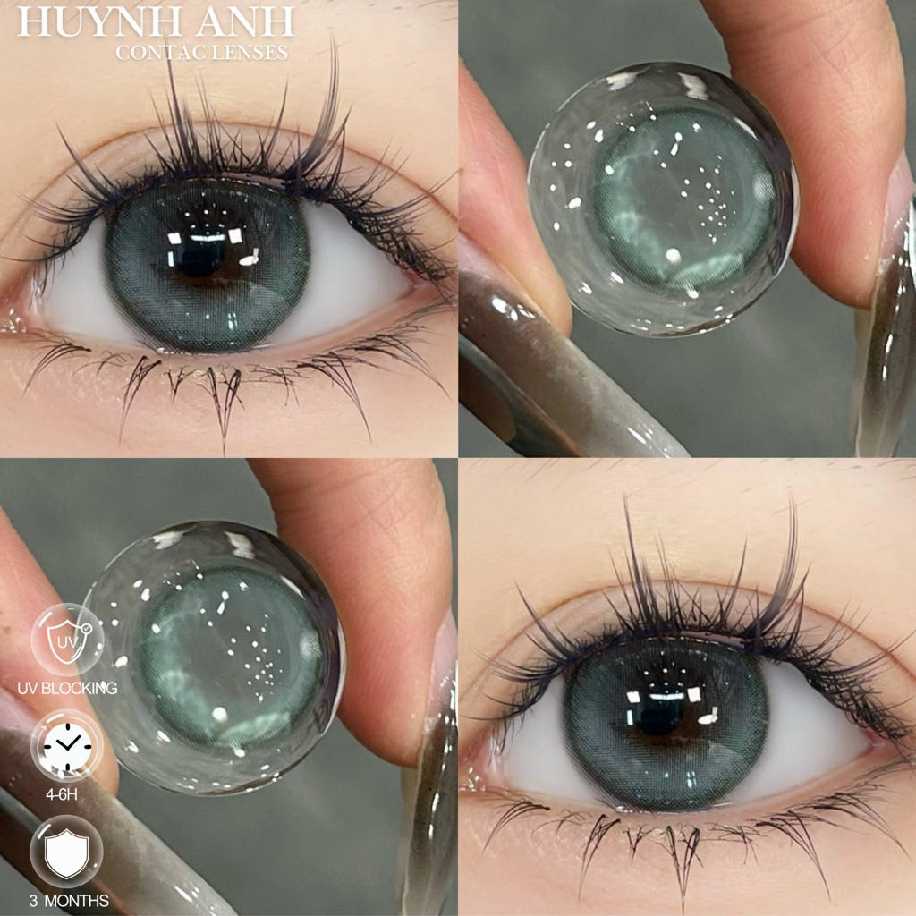 Lens Mắt Kính Áp Tròng xanh khói tự nhiên cold green Dia 14.2mm Gdia 14.1mm
