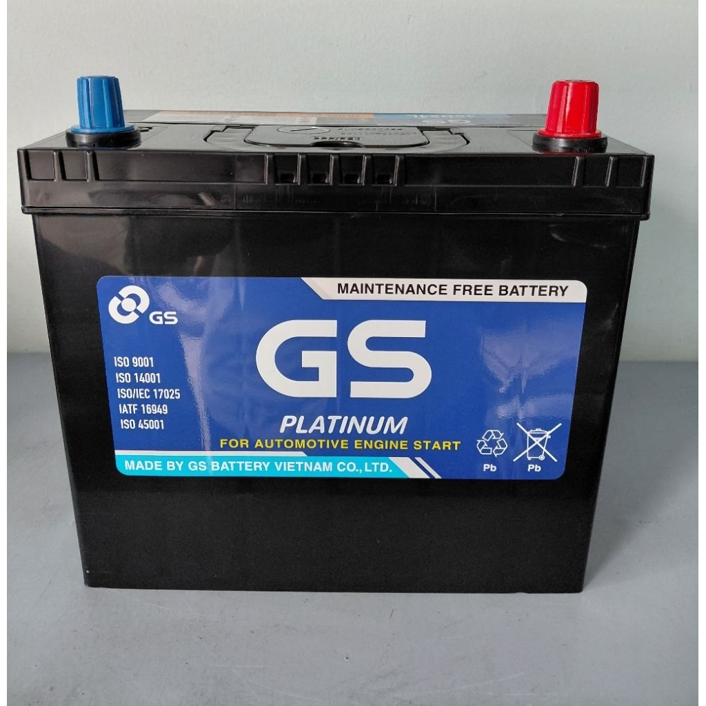 Bình ắc quy 12v khô GS MF 46B24L (12V, 45ah) cọc nhỏ, sài cho xl7, xpander, city, etiga