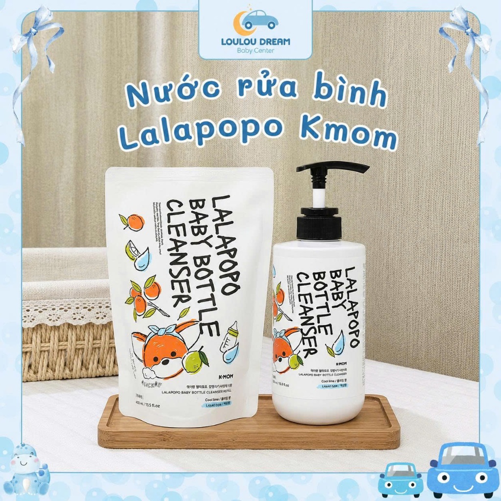 Nước rửa bình Lalabebe LalaPopo tạo bọt thuần chay K-Mom Hàn Quốc