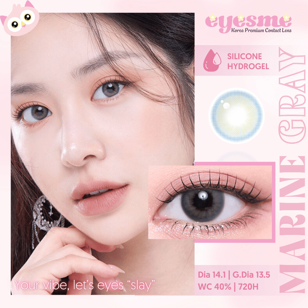 Lens Eyesme - Marine Gray - Màu lens xám tự nhiên - Kính áp tròng Hàn Quốc
