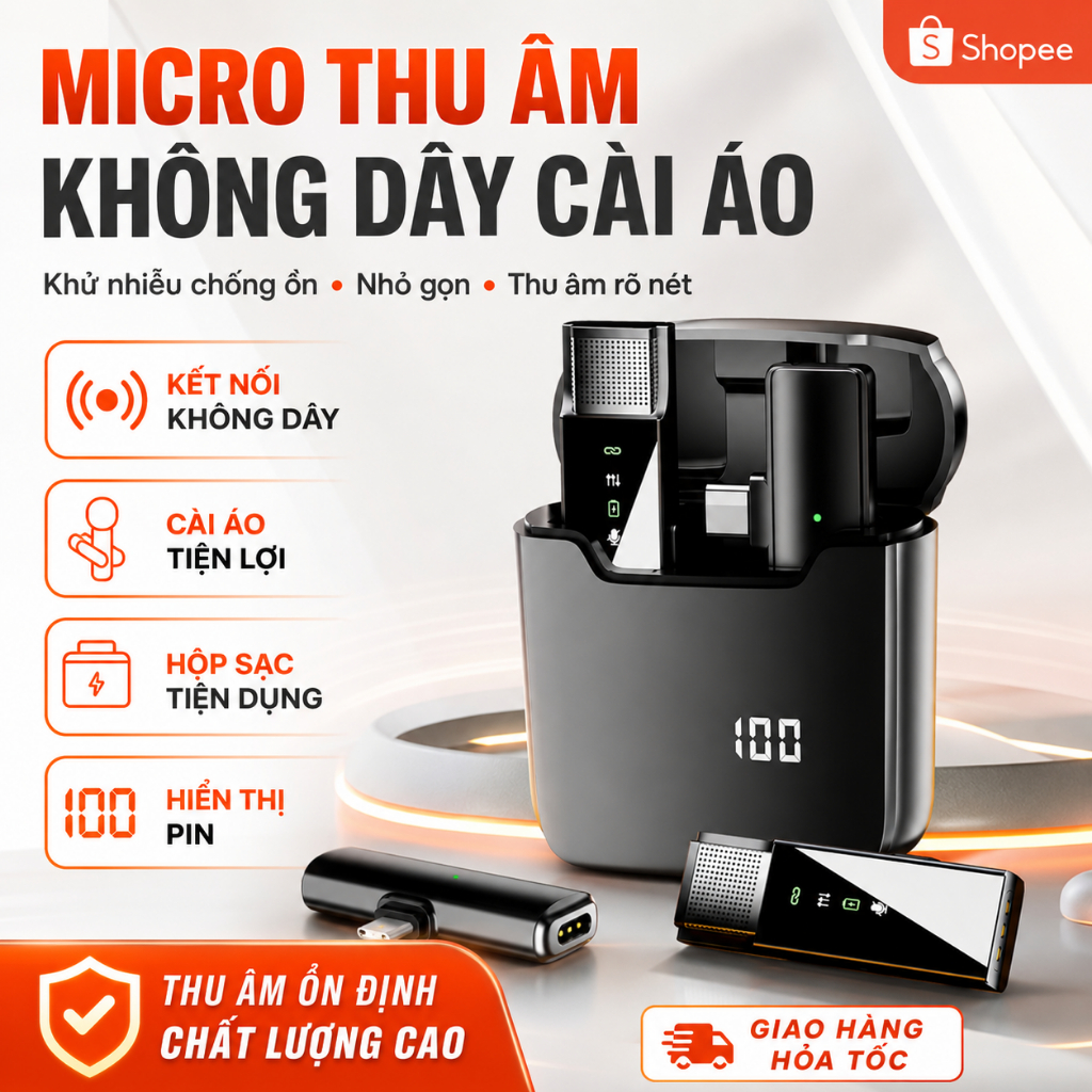 Micro thu âm, mic không dây điện thoại cài áo khử nhiễu chống ồn nhỏ gọn GAGAY | BigBuy360 - bigbuy360.vn