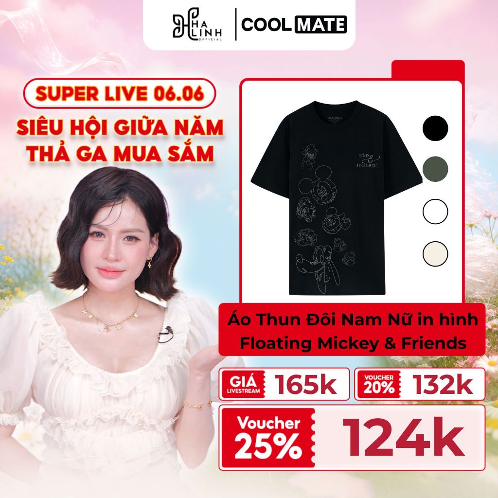 [Võ Hà Linh x Coolmate] [Võ Hà Linh x Coolmate] Áo Thun Đôi Nam Nữ in hình Floating Mickey & Friends