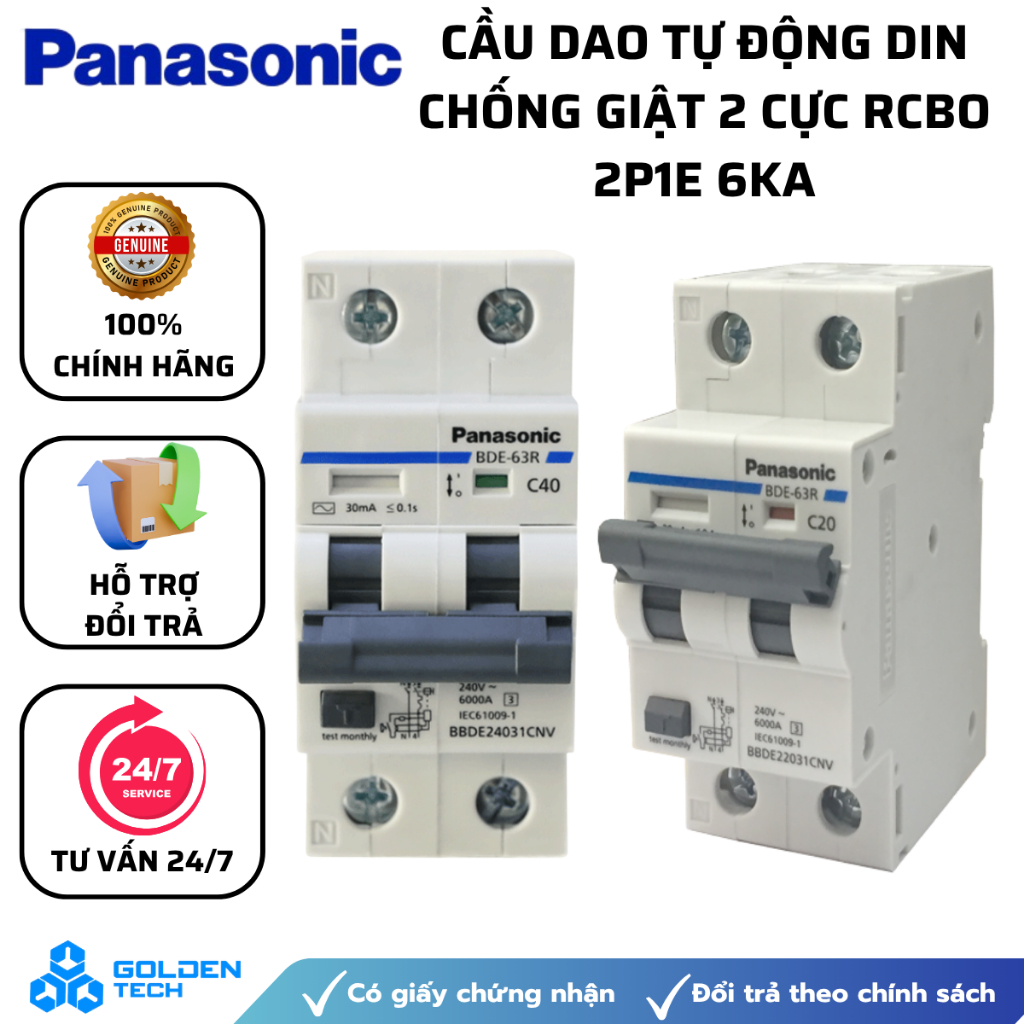 [PANASONIC] CB chống giật , Aptomat chống giật từ 16A tới 63A- Hàng chính hãng- BH 2 năm
