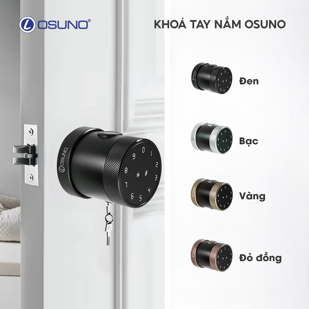 Khoá thông minh tay nắm OSUNO 5IN1 _ Lắp đặt không cần khoan đục _ 4 màu | Chính hãng OSUNO