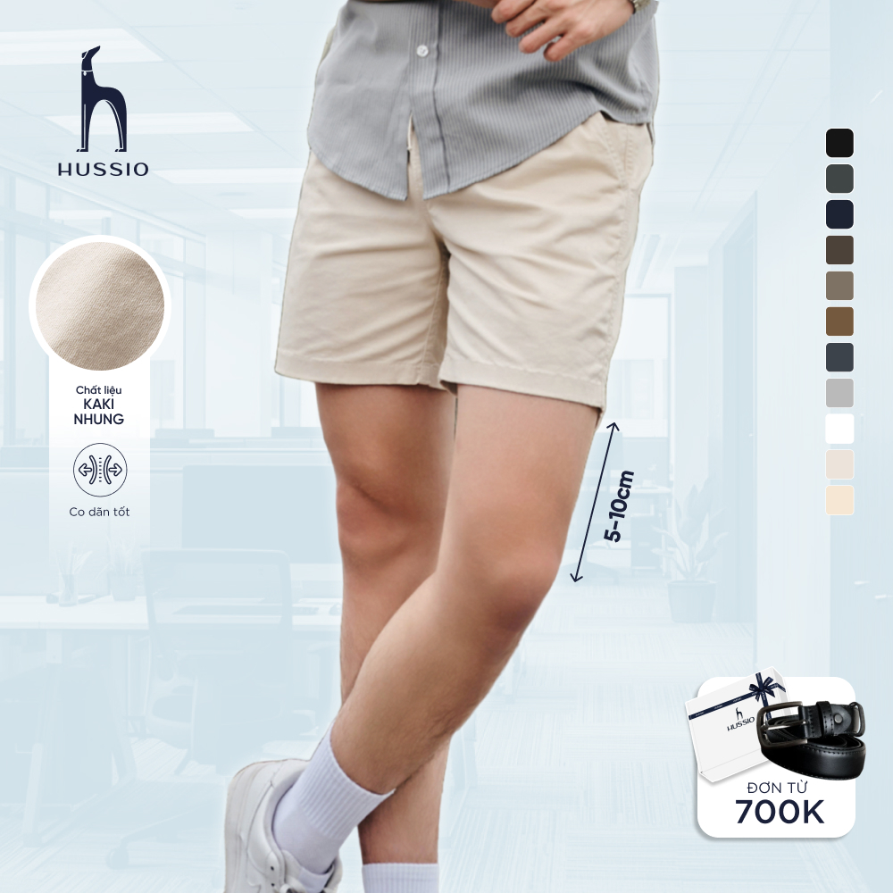[UPDATE MÀU MỚI] Quần Short nam vải Kaki nhung cao cấp, trẻ trung, lịch lãm, chuẩn form - HUSSIO