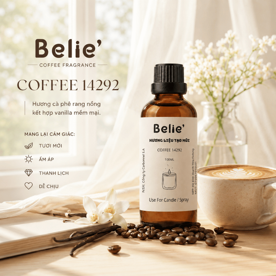 Hương Liệu Tạo Mùi Cà Phê Rang & Vanilla Belie' Cao Cấp Làm Nến Thơm, Xịt Phòng, Treo Xe
