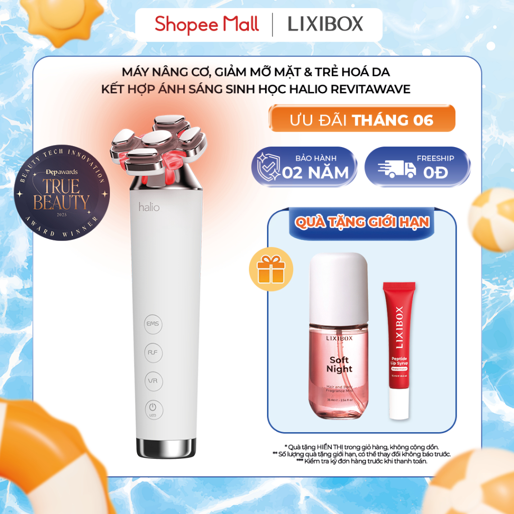 Máy Nâng Cơ, Giảm Mỡ Mặt & Trẻ Hoá Da Kết Hợp Ánh Sáng Sinh Học Halio RevitaWave Skin Rejuvenator