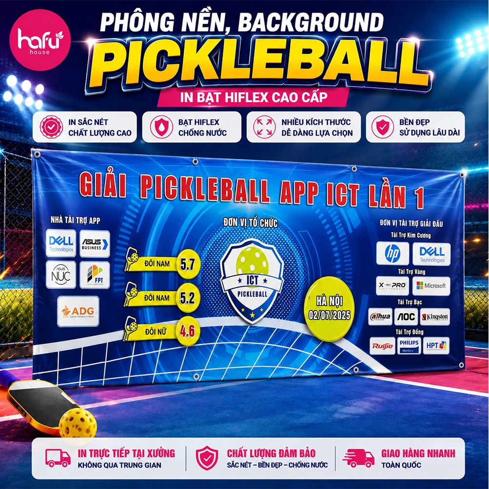 Backdrop Pickleball In Bạt Hiflex Cao Cấp Thiết Kế Theo Yêu Cầu