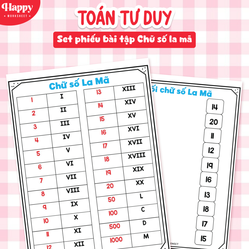 Set 24 Phiếu Học Chữ Số La Mã | Khám Phá Cách Đếm Của Người La Mã Cổ Đại