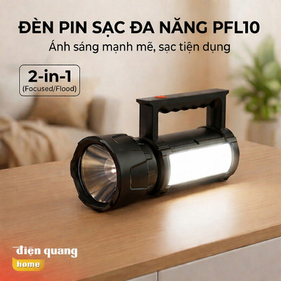 [MỚI] Đèn pin sạc Điện Quang PFL10 R BL có thể điều chỉnh tiêu cự và độ sáng (Pin Lithium, màu đen), Bảo hành 12 tháng