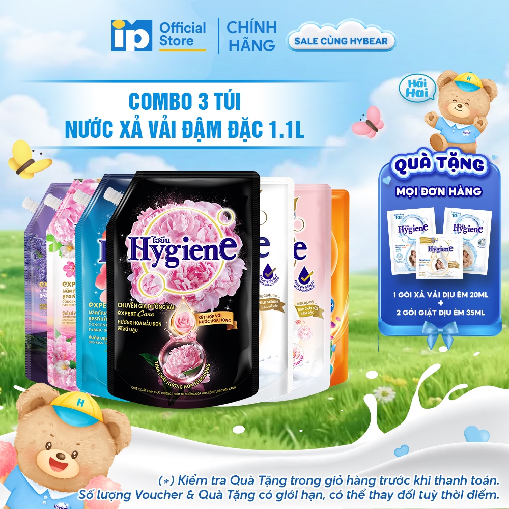 Combo 3 Nước Xả Vải Đậm Đặc Hygiene 1.1L