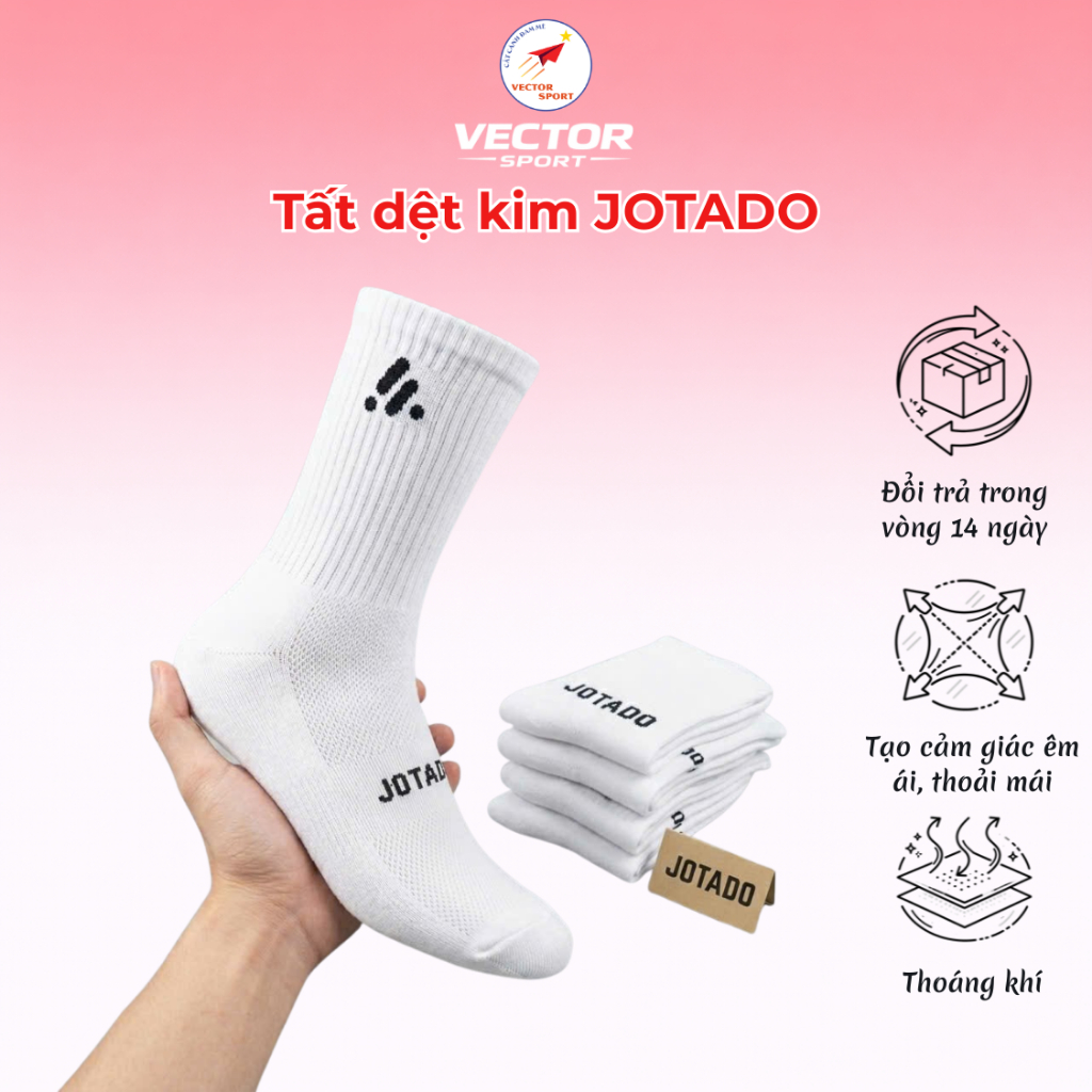 Tất Dệt Kim Jotado Cổ 10cm 17cm Thể Thao Nam Nữ, Sợi Bamboo Thấm Hút Mồ Hôi, Thoáng Khí, Êm Chân