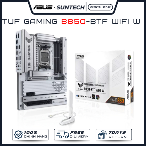 Bo Mạch Chủ Mainboard ASUS TUF Gaming B850-BTF WiFi W | AMD Socket AM5, DDR5, Giấu Dây, Tone Trắng -