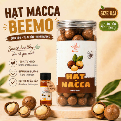 Hạt Macca Nứt Vỏ Beemo Size Đại – Hạt Mắc Ca To Giòn Bùi, Hạt Macca Ăn Liền Cao Cấp