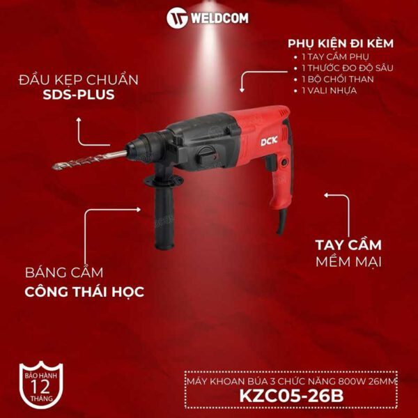 Máy khoan búa 3 chức năng 800W 26mm KZC05-26B - DCK