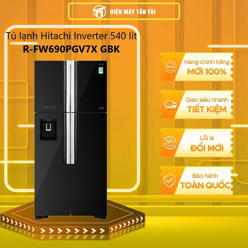 (HCM) - R-FW690PGV7X(GBK) - Tủ lạnh Hitachi Inverter 540 lít R-FW690PGV7X GBK