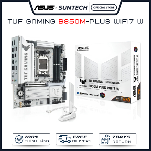 Bo Mạch Chủ Mainboard ASUS TUF Gaming B850M-Plus WiFi7 W | AMD Socket AM5, mATX, DDR5, Tone Trắng - 