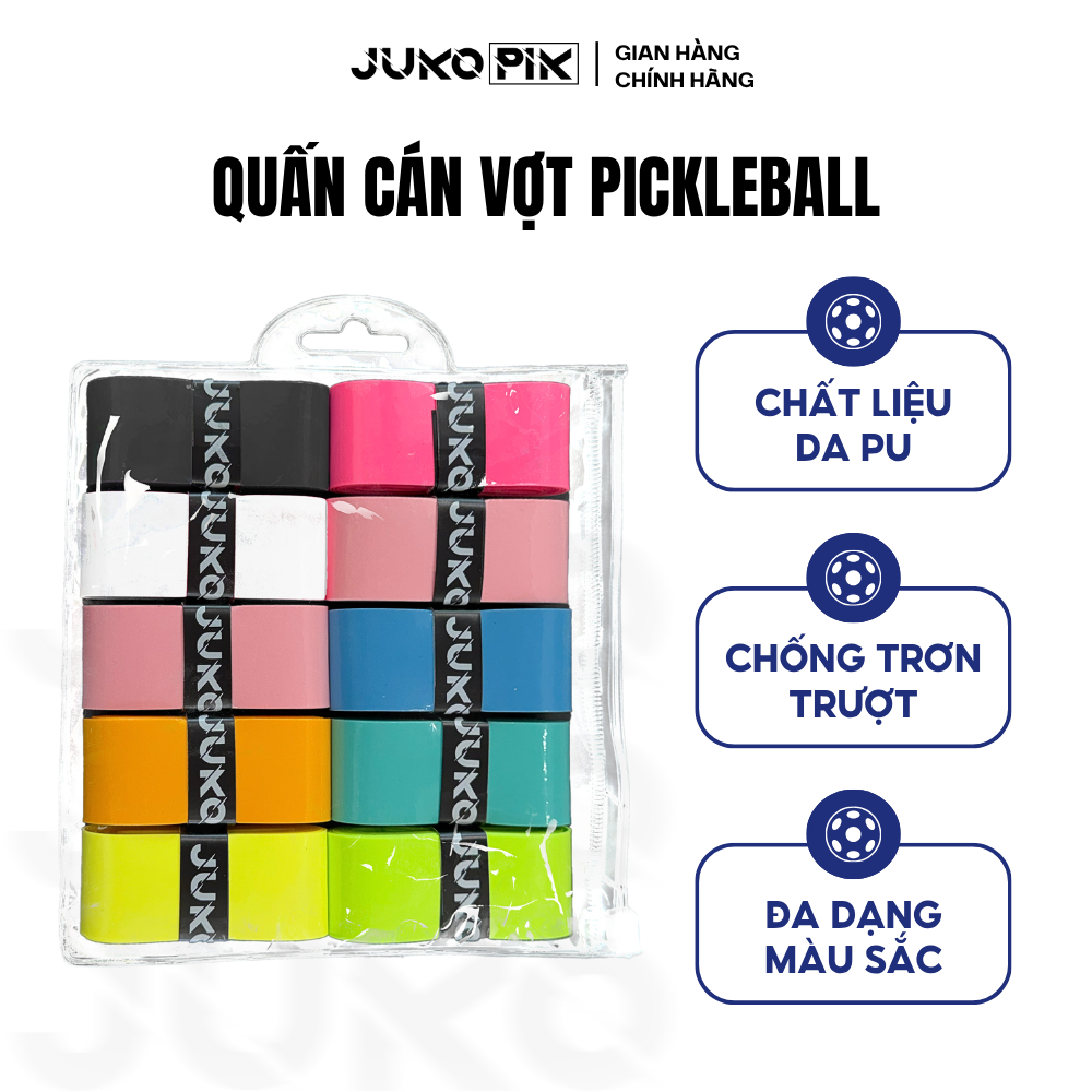 [COMBO 10] Quấn Cán Vợt Pickleball JUKO Thấm Hút Mồ Hôi, Bám Tay, Chống Trơn, Nhiều Màu