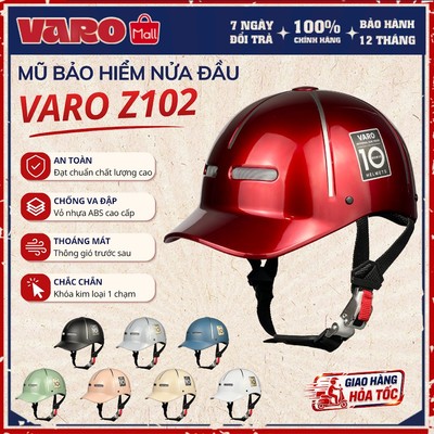Mũ Bảo Hiểm Nửa Đầu Z102 Có Lỗ Thông Gió Thoáng Mát - Nón 1/2 Lưỡi Trai Nam Nữ Size 55-60cm