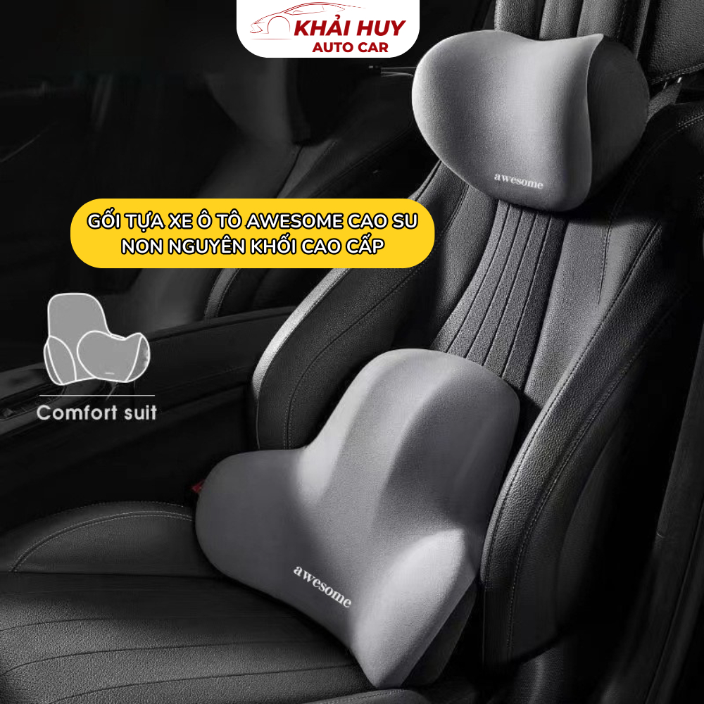 Bộ Tựa Đầu Tựa Lưng AWESOME Cao Su Non Nguyên Khối Cao Cấp - Gối Tựa Đầu Tựa Lưng Trên Ô Tô Văn Phòn