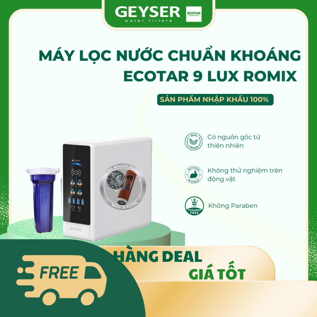 Máy Lọc Nước Geyser Ecotar 9 Lux Romix Chính Hãng - Chuẩn Khoáng, Giữ Khoáng Tự Nhiên