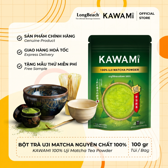 Bột Trà Uji Matcha Cao Cấp 100% - Kawami 100 % Uji Matcha Powder 100 g