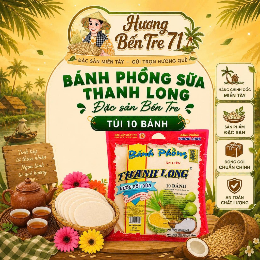 Bánh phồng sữa/lá dứa Thanh Long