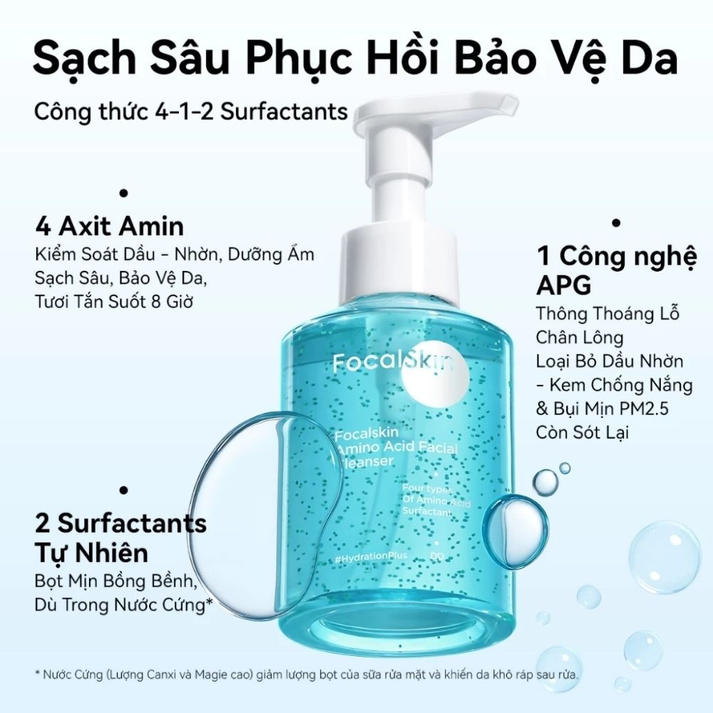 Ảnh 2 của Sữa rửa mặt FOCALSKIN AMINOACID FACIAL CLEANSER giúp loại bỏ dầu thừa, bổ sung độ ẩm cho da 115g.