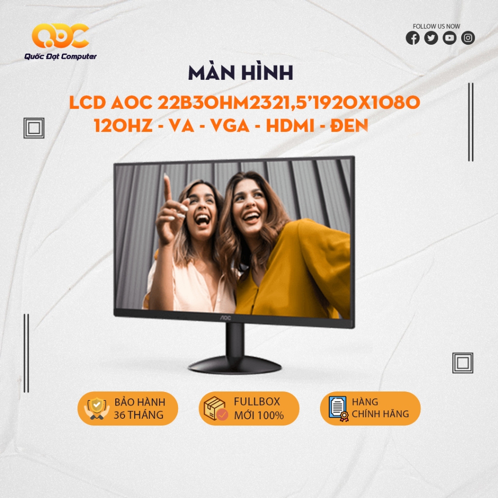 Màn hình LCD AOC 22B30HM23/21,5’ 1920x1080/120Hz/VA/VGA/HDMI/BLACK