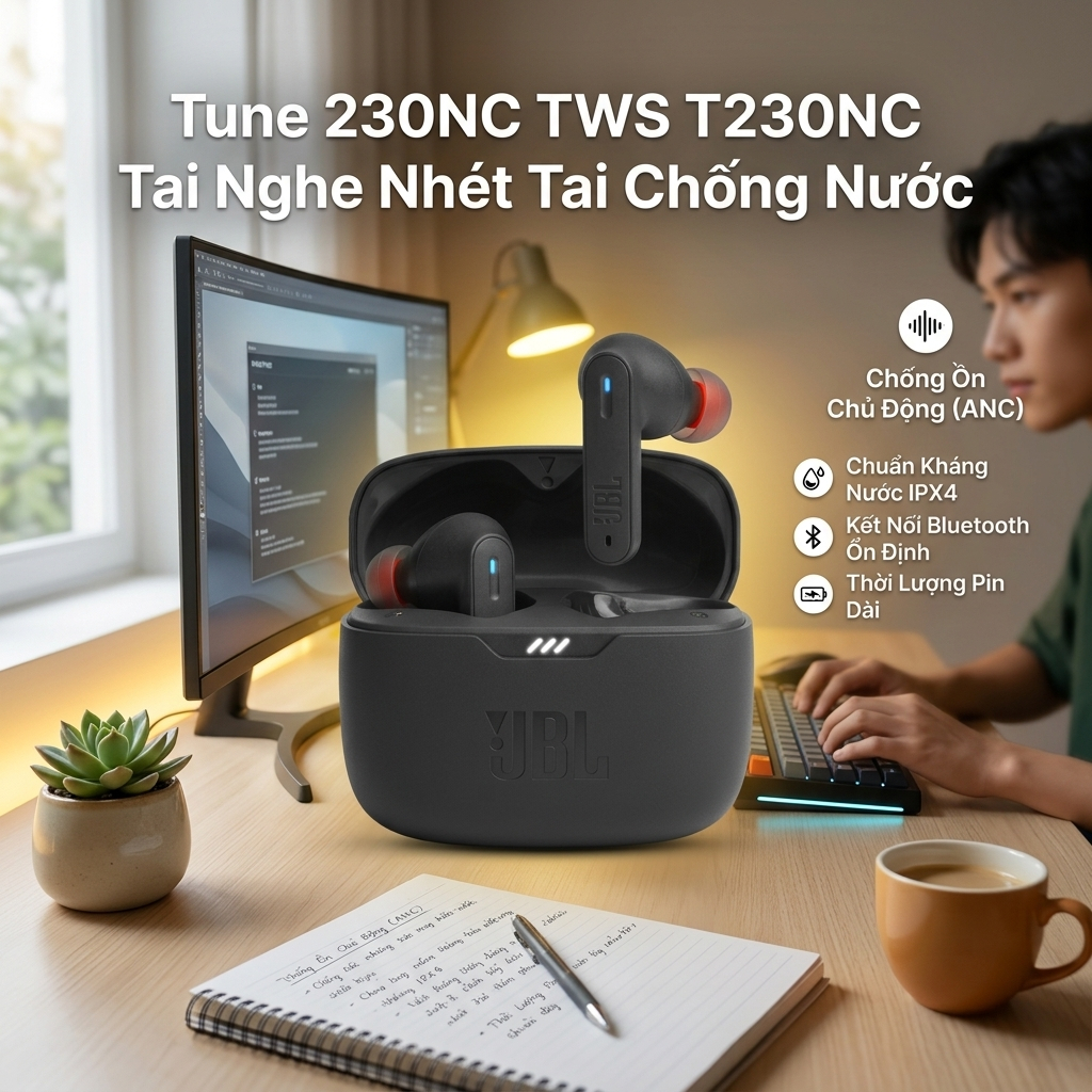 JBL Tune 230NC Bluetooth Earbuds Pin Khủng 40 Giờ Sử Dụng