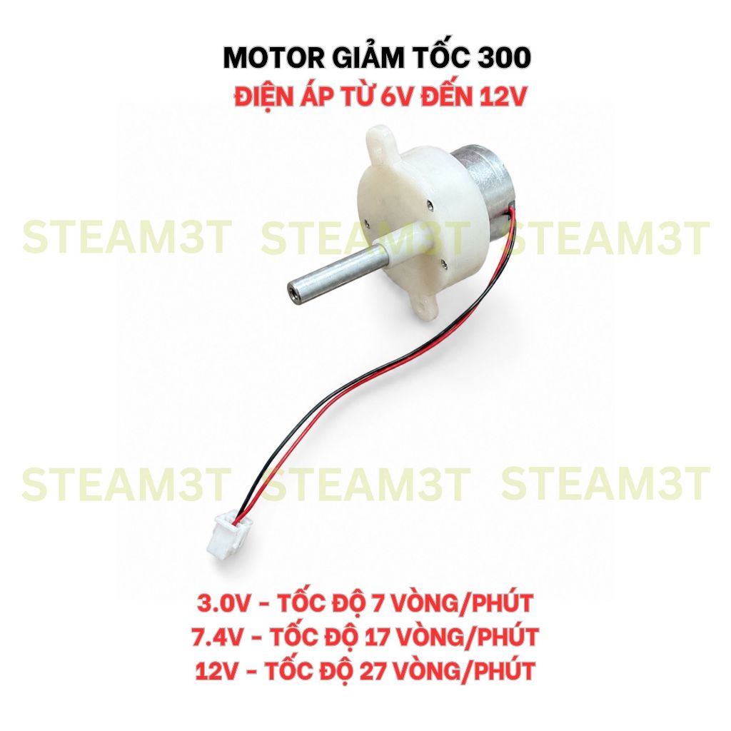 Motor giảm tốc mini 300 điện áp 6V - 12V tốc độ 3.5 - 7.5 vòng - LK0176