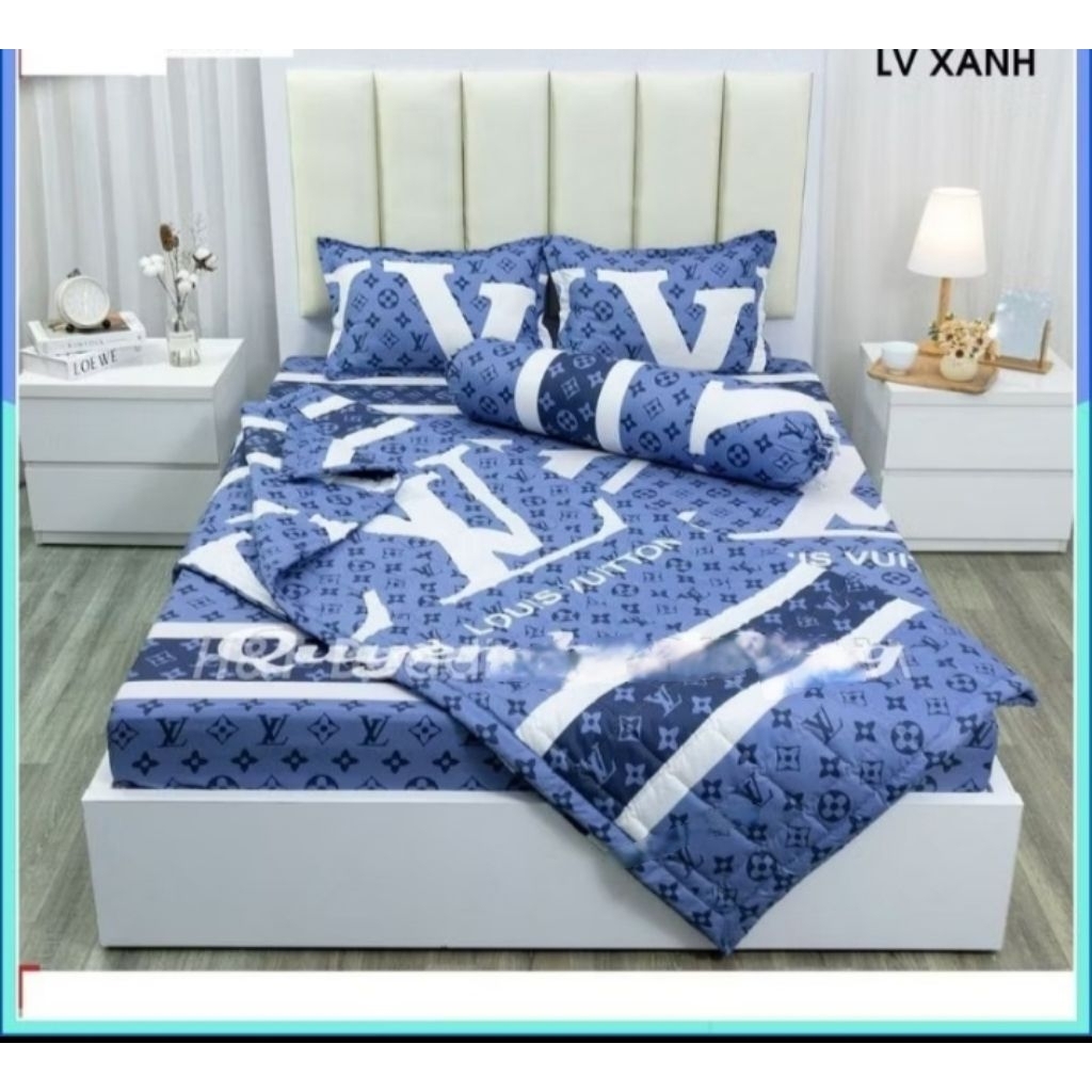Bộ chăn hè ga gối 5 món poly cotton.