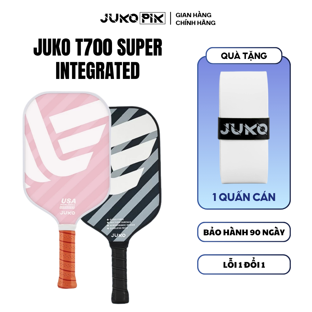 Vợt Pickleball JUKO T700 SUPER INTEGRATED 16mm, Glass Fibre, Siêu Nhẹ, Phù Hợp Người Mới