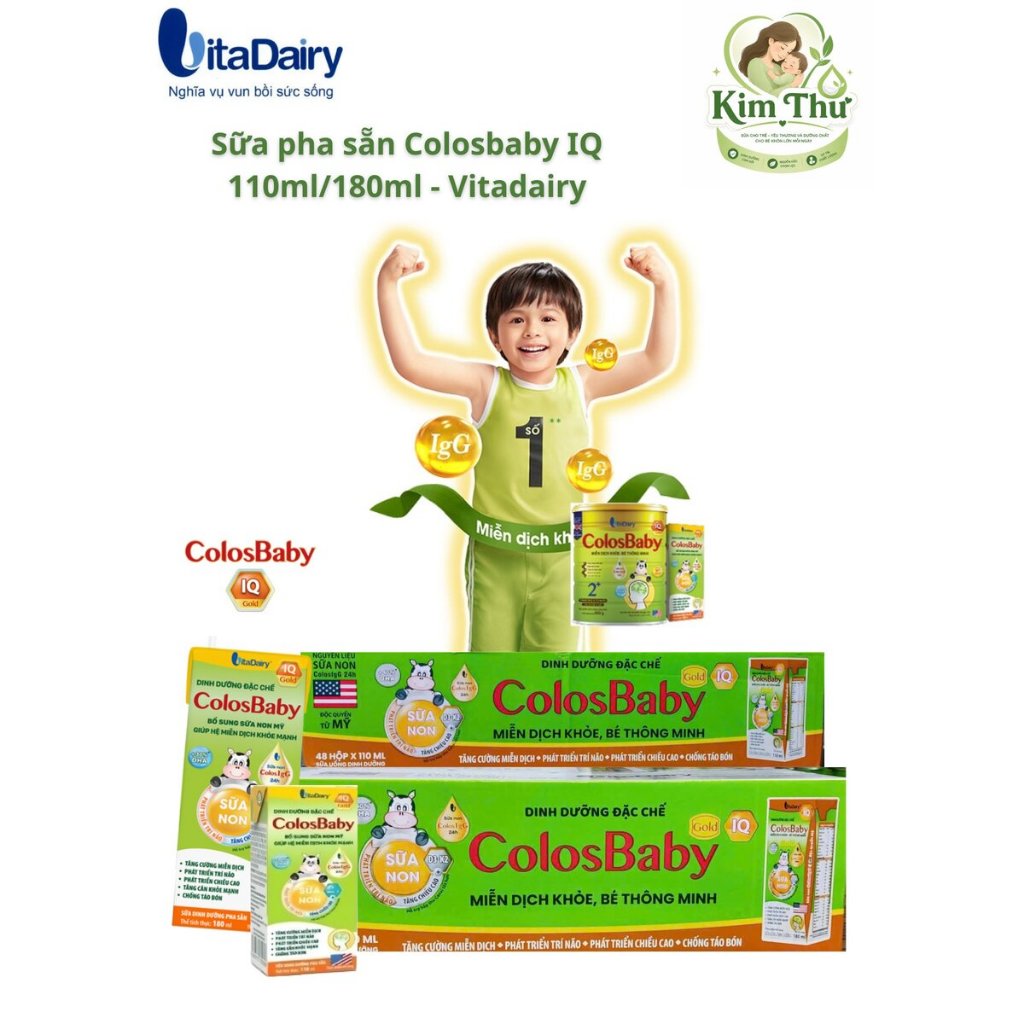 Sữa Dinh Dưỡng Pha Sẵn ColosBaby IQ 180ml Vitadairy – Bổ Sung DHA, Choline Hỗ Trợ Trí Não