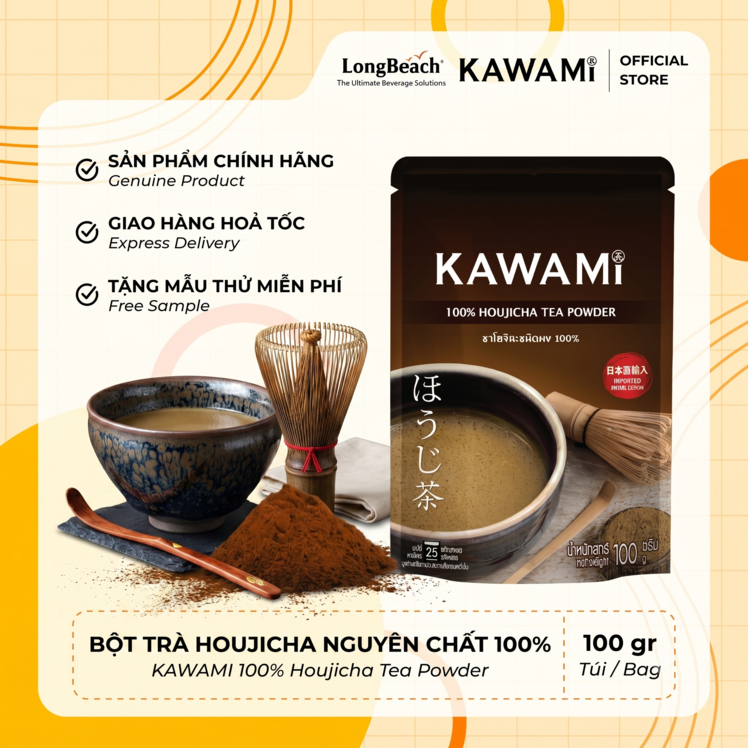 Bột Trà Houjicha 100% - Kawami 100% Houjicha Tea Powder 100g