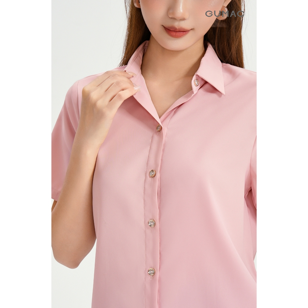 Áo Sơ Mi Nữ GUMAC Áo Kiểu Công Sở Tay Ngắn Trơn Basic Chất Lụa Mango Mềm Mịn Cao Cấp BAE00002 | BigBuy360 - bigbuy360.vn