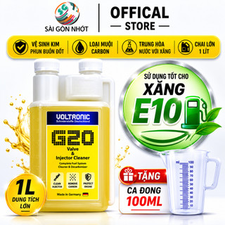 (TẶNG CA) Phụ Gia Xăng Voltronic G20 1L - Vệ Sinh Kim Phun Buồng Đốt, Tiết Kiệm Xăng Xe Máy Xe Ô Tô