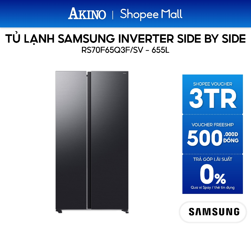 RS70F65Q3FSV | Tủ lạnh Samsung Bespoke AI Side by Side 655L RS70F65Q3FSV - Hàng Chính Hãng