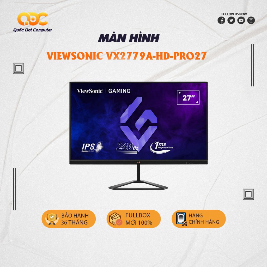 Màn hình Gaming ViewSonic VX2779A-HD-PRO/27", 240Hz, HDR10
