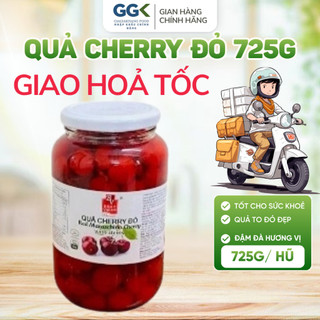 Quả Cherry Đỏ Có Cuống Lọ 725g [HT] Màu Đỏ Ngọt Dịu Dùng Ăn Liền, Decor Bánh Kem,Pha Chế-HSD: T3.2029 | Gia Gia Khang