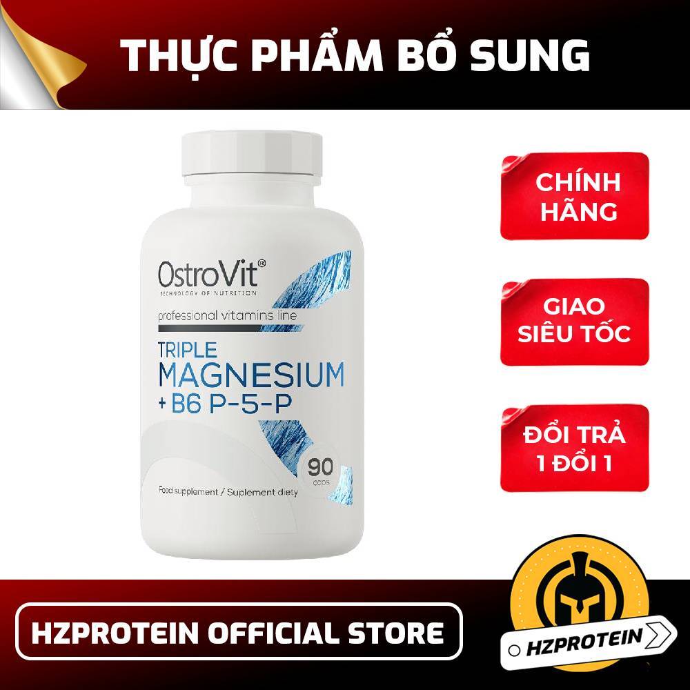 OstroVit Triple Magnesium + B6 P5P 90 Viên - Magie 3 Dạng Kết Hợp Vitamin B6