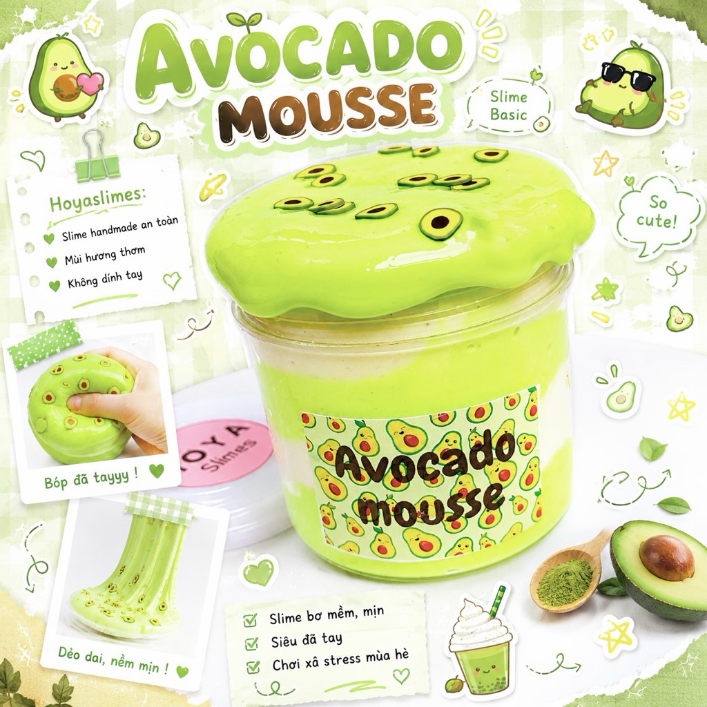 AVOCADO MOUSSE Basic & Butter slime (250ml) Đồ chơi slime