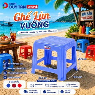 Ghế Nhựa Lùn Vuông Duy Tân Cao Cấp - Ghế Nhựa Ngồi Bệt Cho Bé, Ghế Đẩu Nhỏ Gọn Dày Dặn