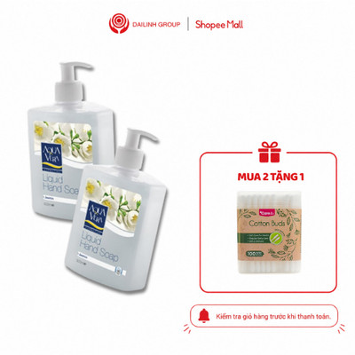 [Mua 2 tặng 1 hộp tăm bông] Nước rửa tay diệt khuẩn . mềm da tay dưỡng chất Hoa nhài Aquavera 500ml (1 chai)