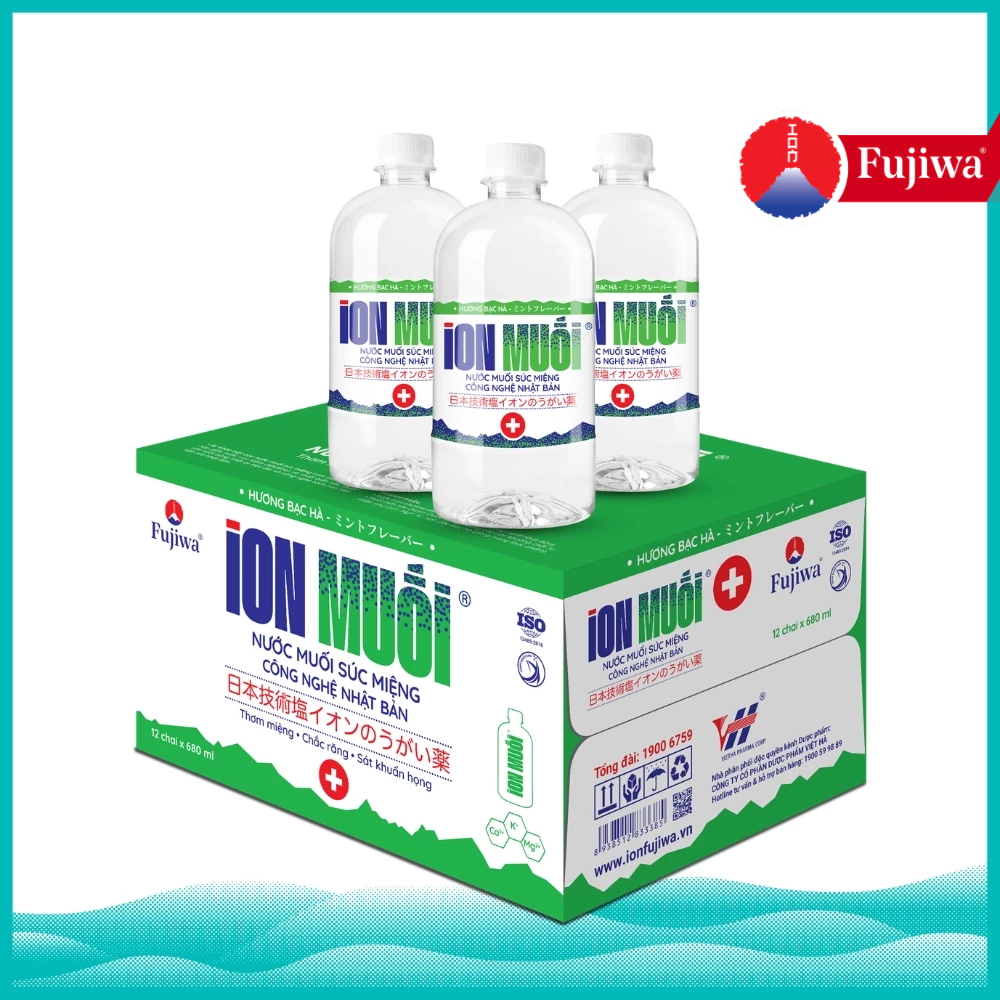 Nước Súc Miệng ION Muối Bạc Hà 680ml - Chăm sóc răng miệng, trắng răng, sát khuẩn vòm họng giảm đau 