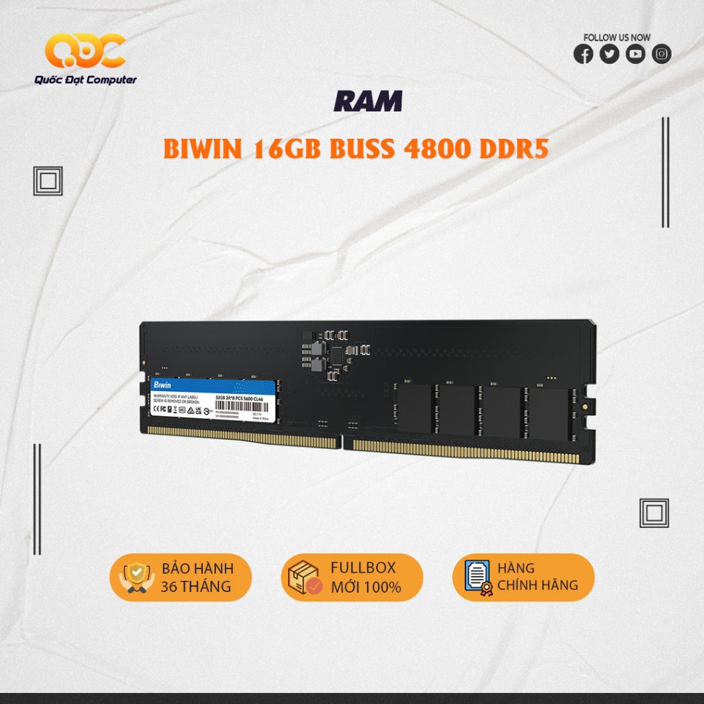 Ram máy tính Biwin 16GB Buss 4800 D5 - BD5UD16G48C40